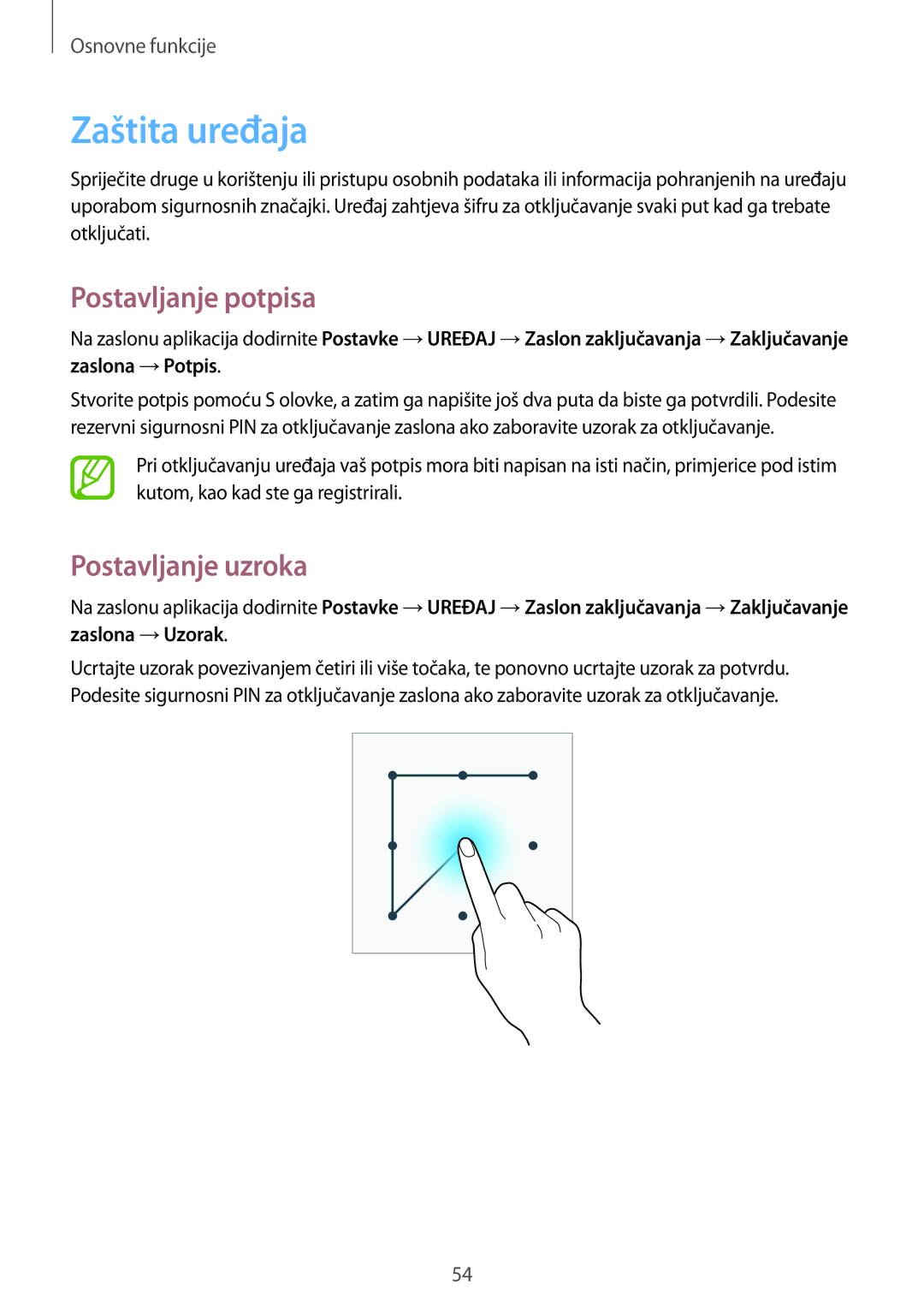 Samsung SM-N9005ZWETWO, SM-N9005ZKEVIP, SM-N9005ZKETWO manual Zaštita uređaja, Postavljanje potpisa, Postavljanje uzroka 