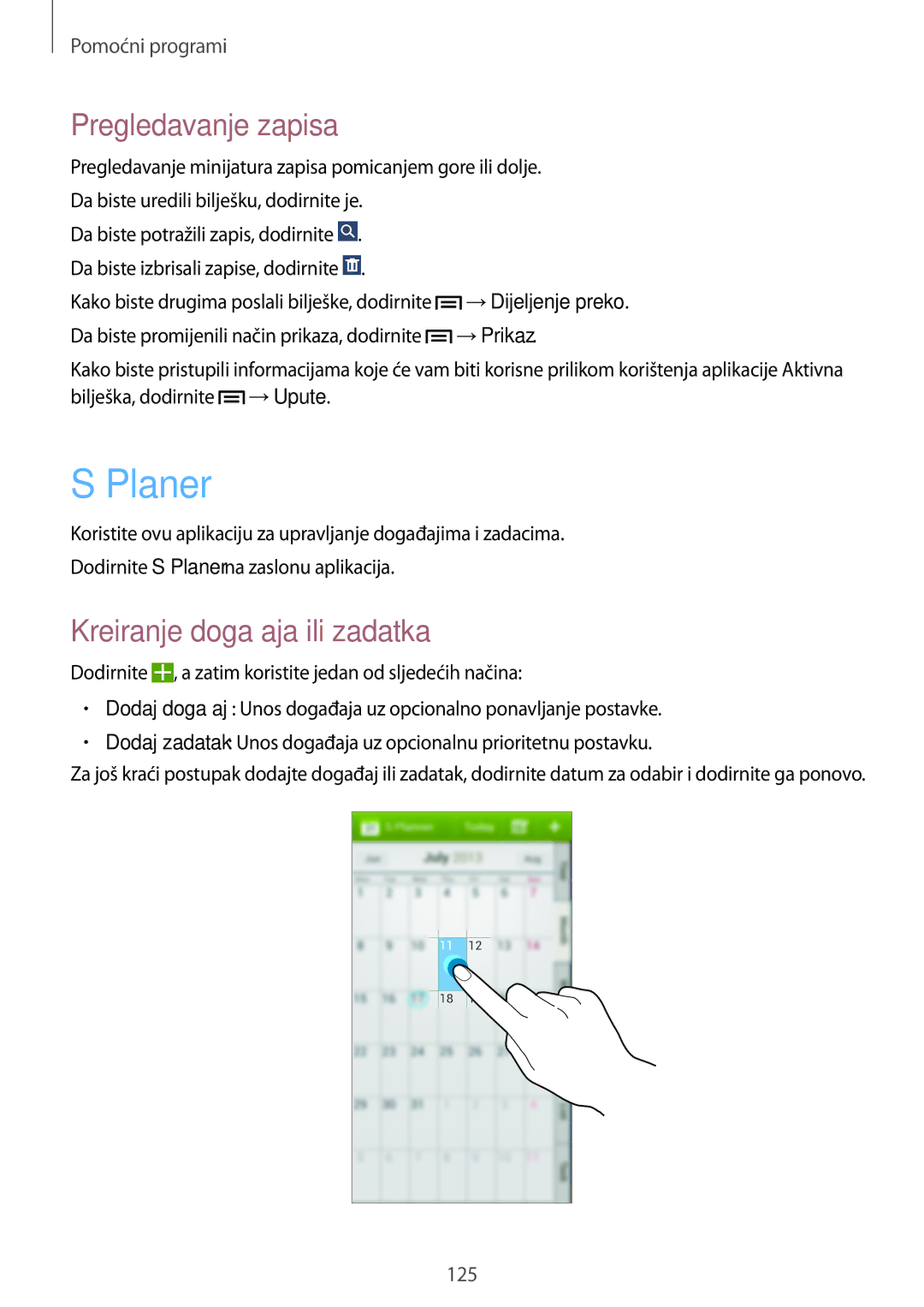 Samsung SM-N9005ZKESEE, SM-N9005ZKEVIP, SM-N9005ZKETWO manual Planer, Pregledavanje zapisa, Kreiranje događaja ili zadatka 