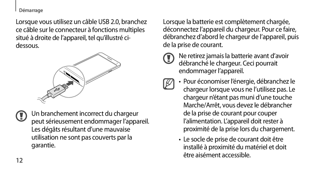 Samsung SM-N9005BDEXEF, SM-N9005ZKEXEF, SM-N9005WDEXEF, SM-N9005ZWESFR, SM-N9005ZWEFTM, SM-N9005ZKEFTM manual Démarrage 