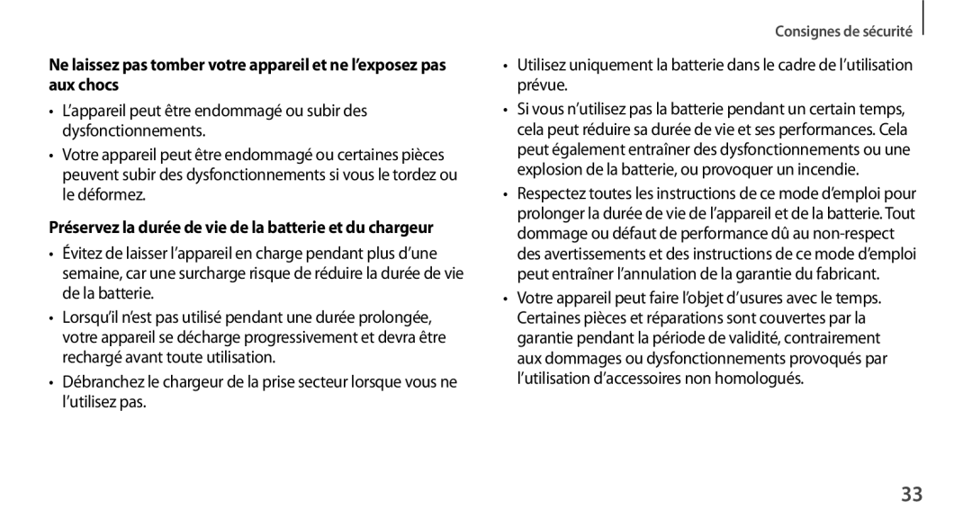 Samsung SM-N9005ZIESFR, SM-N9005ZKEXEF, SM-N9005WDEXEF manual Préservez la durée de vie de la batterie et du chargeur 