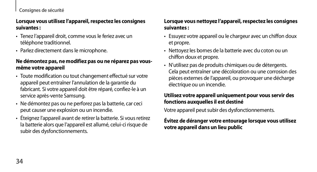 Samsung SM-N9005ZKESFR, SM-N9005ZKEXEF, SM-N9005WDEXEF, SM-N9005ZWESFR manual Votre appareil peut subir des dysfonctionnements 