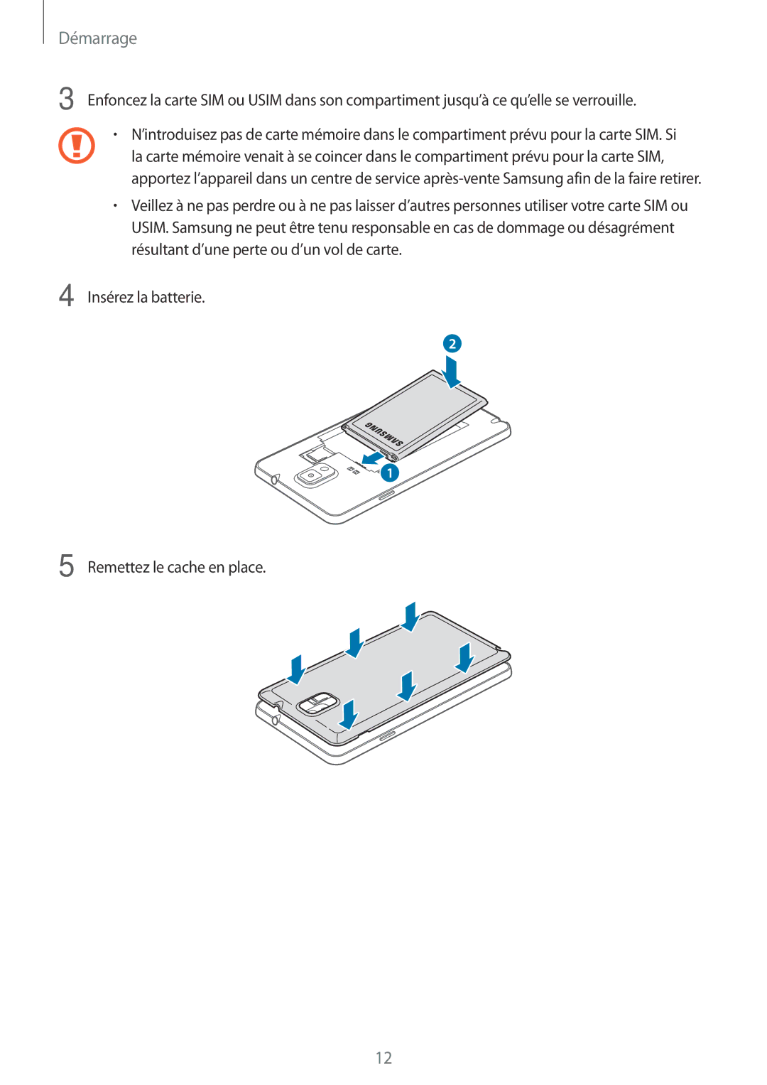 Samsung SM-N9005BDEXEF, SM-N9005ZKEXEF, SM-N9005WDEXEF, SM-N9005ZWESFR, SM-N9005ZWEFTM, SM-N9005ZKEFTM manual Démarrage 