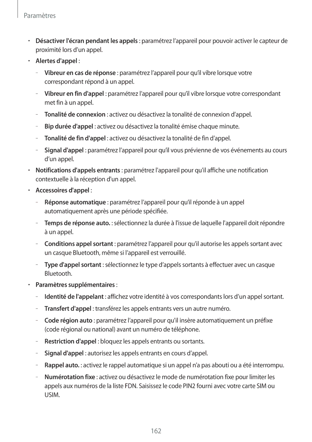 Samsung SM-N9005ZIESFR, SM-N9005ZKEXEF, SM-N9005WDEXEF manual Alertes dappel, Accessoires dappel, Paramètres supplémentaires 