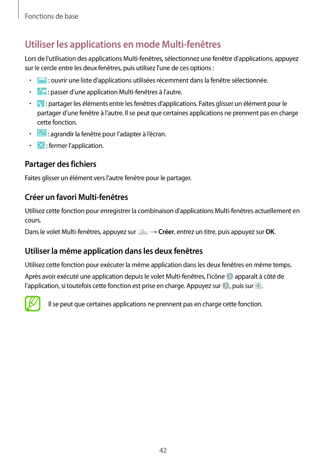 Samsung SM-N9005ZWEFTM, SM-N9005ZKEXEF manual Utiliser les applications en mode Multi-fenêtres, Partager des fichiers 