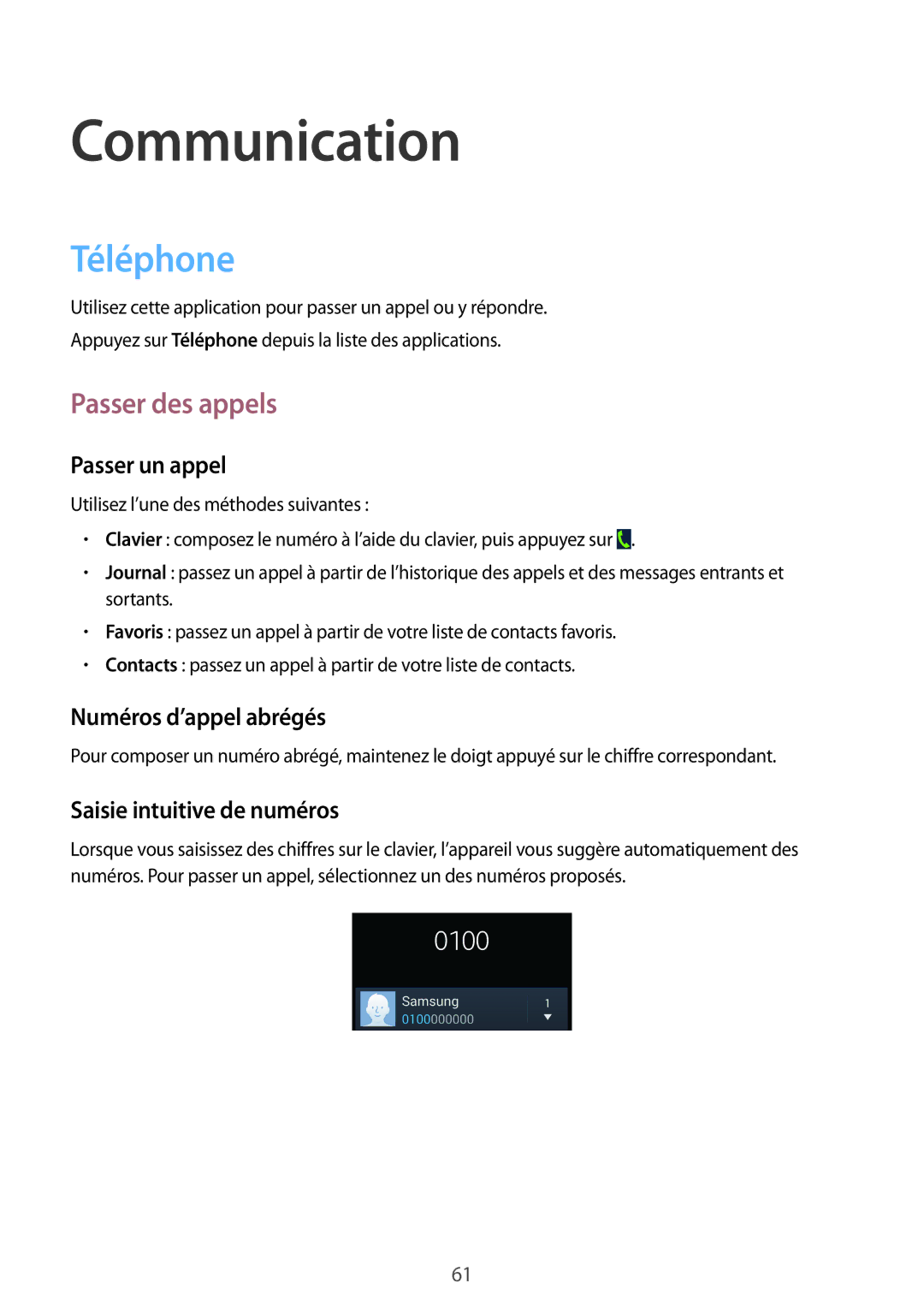 Samsung SM-N9005ZWEXEF Téléphone, Passer des appels, Passer un appel, Numéros d’appel abrégés, Saisie intuitive de numéros 