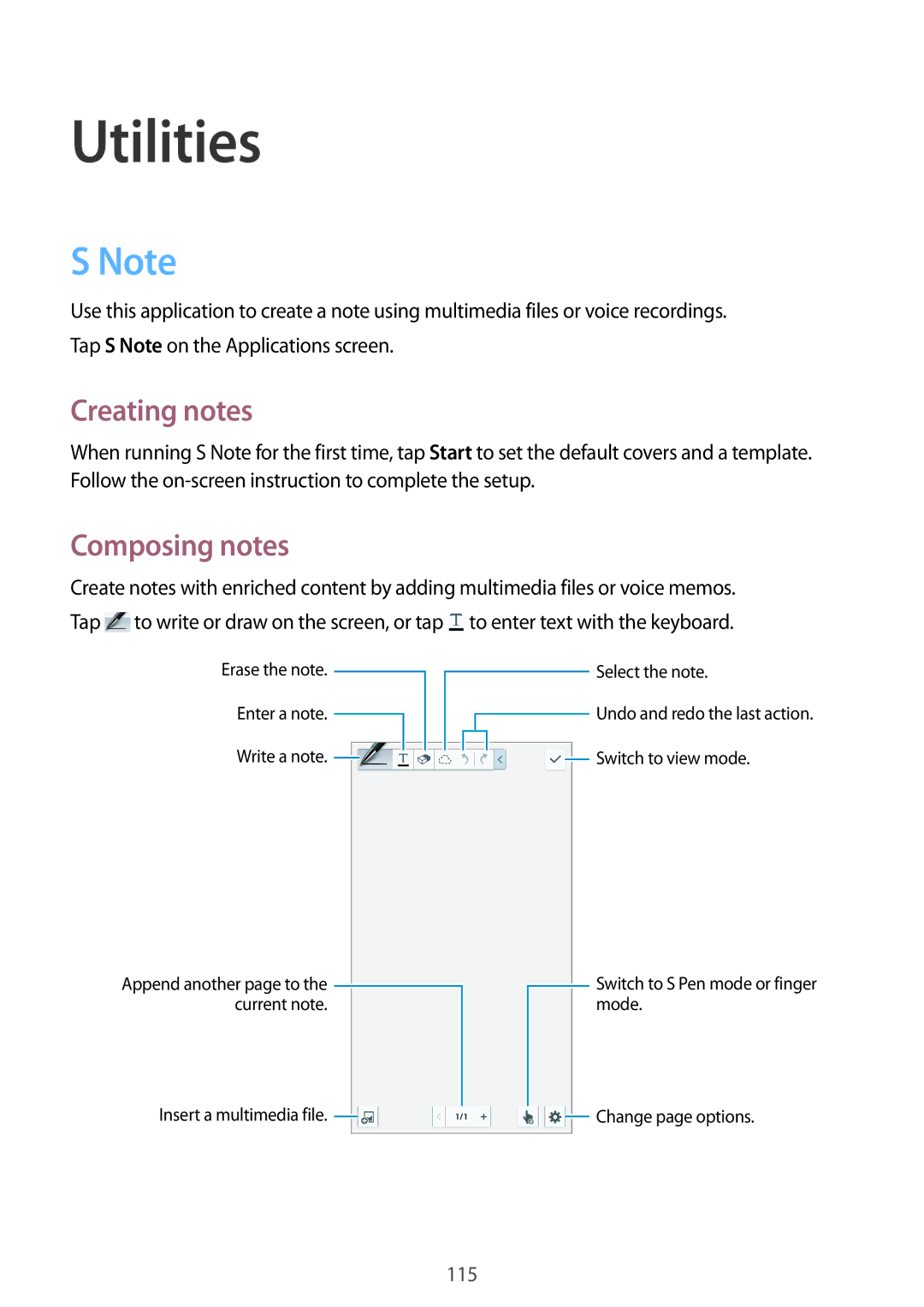 Samsung SM-N9005WDENEE, SM-N9005ZKEXEO, SM-N9005ZWEVD2, SM-N9005ZWETMN, SM-N9005ZWETCL manual Creating notes, Composing notes 