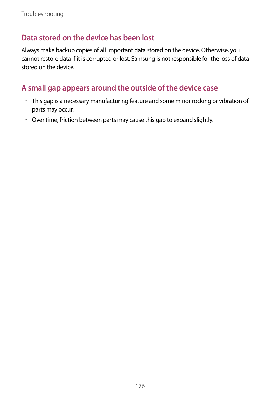 Samsung SM-N9005WDEXEF, SM-N9005ZKEXEO, SM-N9005ZWEVD2, SM-N9005ZWETMN manual Data stored on the device has been lost 