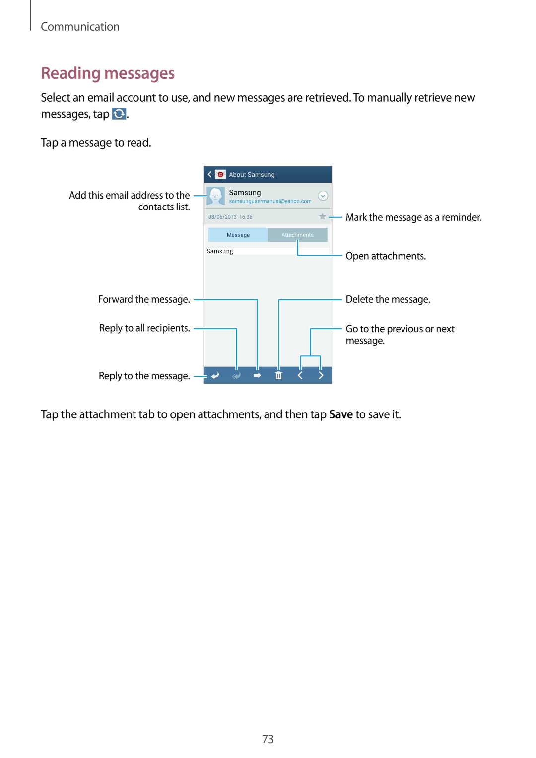 Samsung SM-N9005ZIEYOG, SM-N9005ZKEXEO, SM-N9005ZWEVD2, SM-N9005ZWETMN, SM-N9005ZWETCL, SM-N9005ZWEITV manual Reading messages 