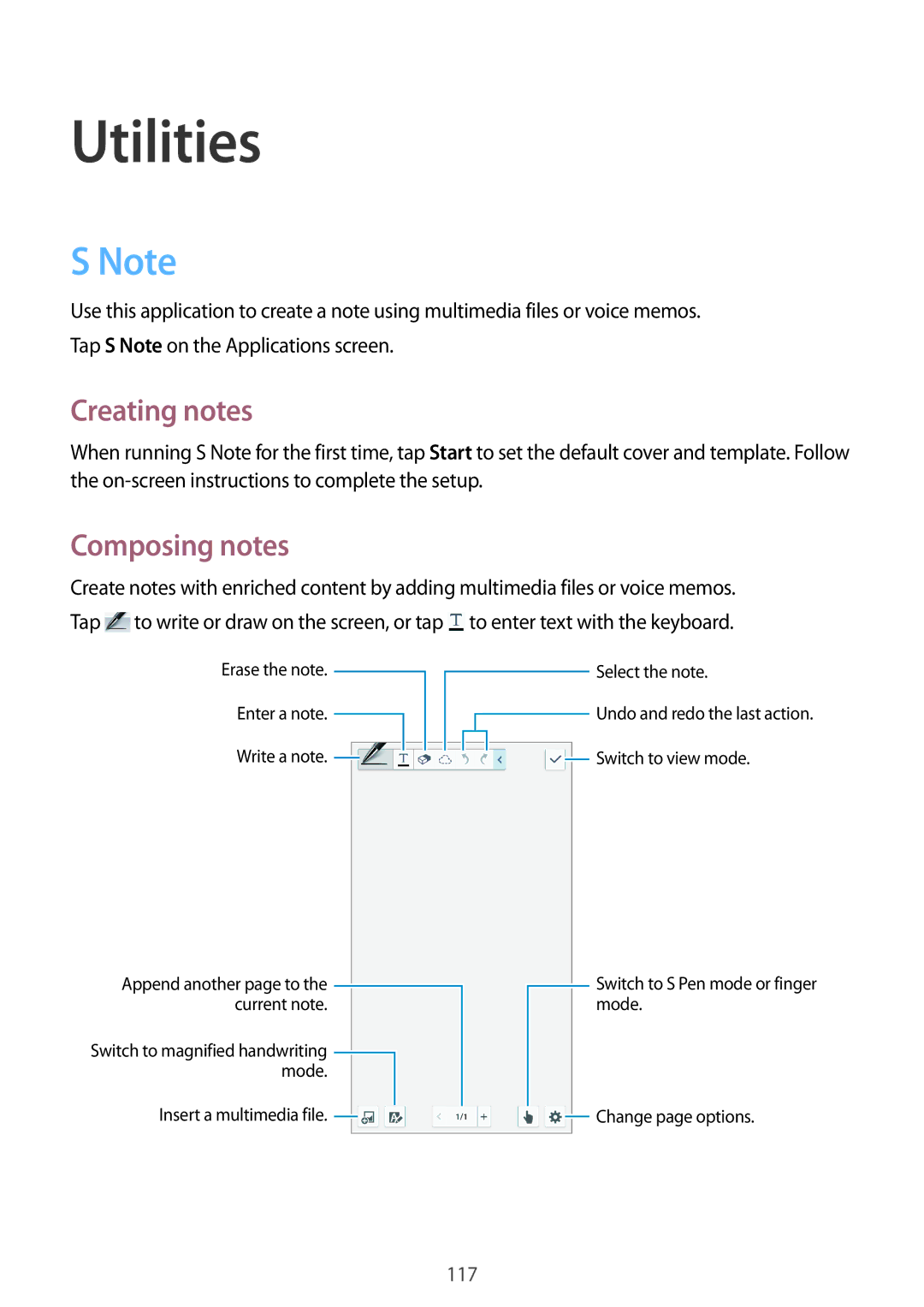 Samsung SM-N9005ZIENEE, SM-N9005ZKEXEO, SM-N9005ZWEVD2, SM-N9005ZWETMN, SM-N9005ZWETCL manual Creating notes, Composing notes 