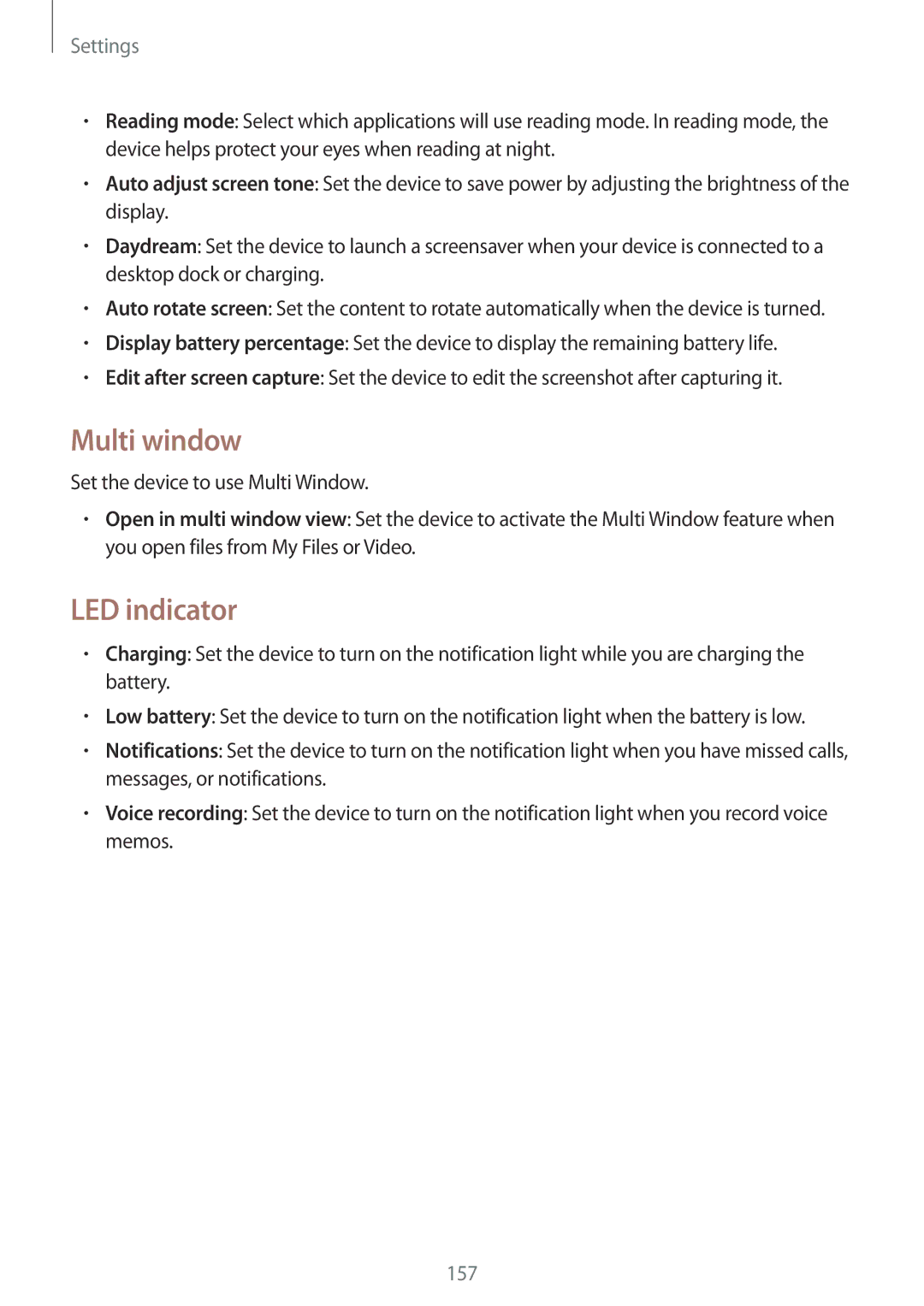 Samsung SM-N9005ZKETPH, SM-N9005ZKEXEO, SM-N9005ZWEVD2, SM-N9005ZWETMN, SM-N9005ZWETCL manual Multi window, LED indicator 