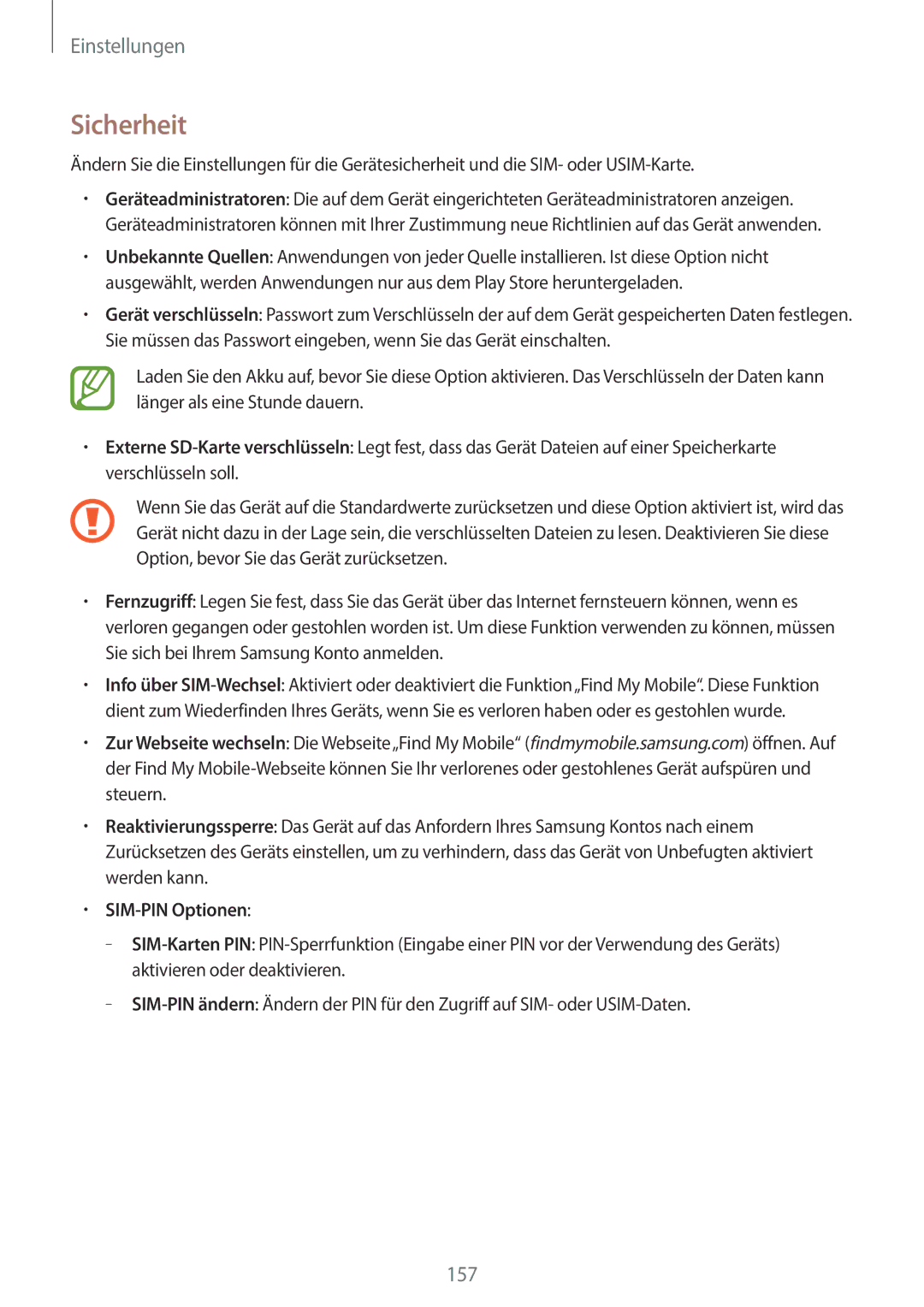 Samsung SM-N9005ZKETMN, SM-N9005ZKEXEO, SM-N9005ZWEVD2, SM-N9005ZWETMN, SM-N9005ZWETCL manual Sicherheit, SIM-PIN Optionen 