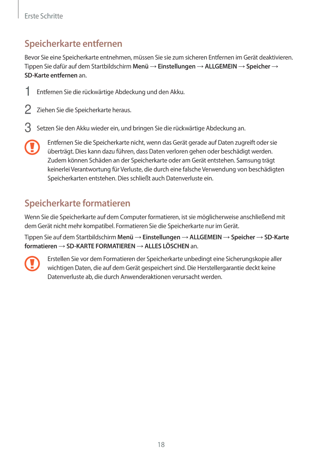 Samsung SM-N9005ZWEXEO, SM-N9005ZKEXEO, SM-N9005ZWEVD2, SM-N9005ZWETMN Speicherkarte entfernen, Speicherkarte formatieren 