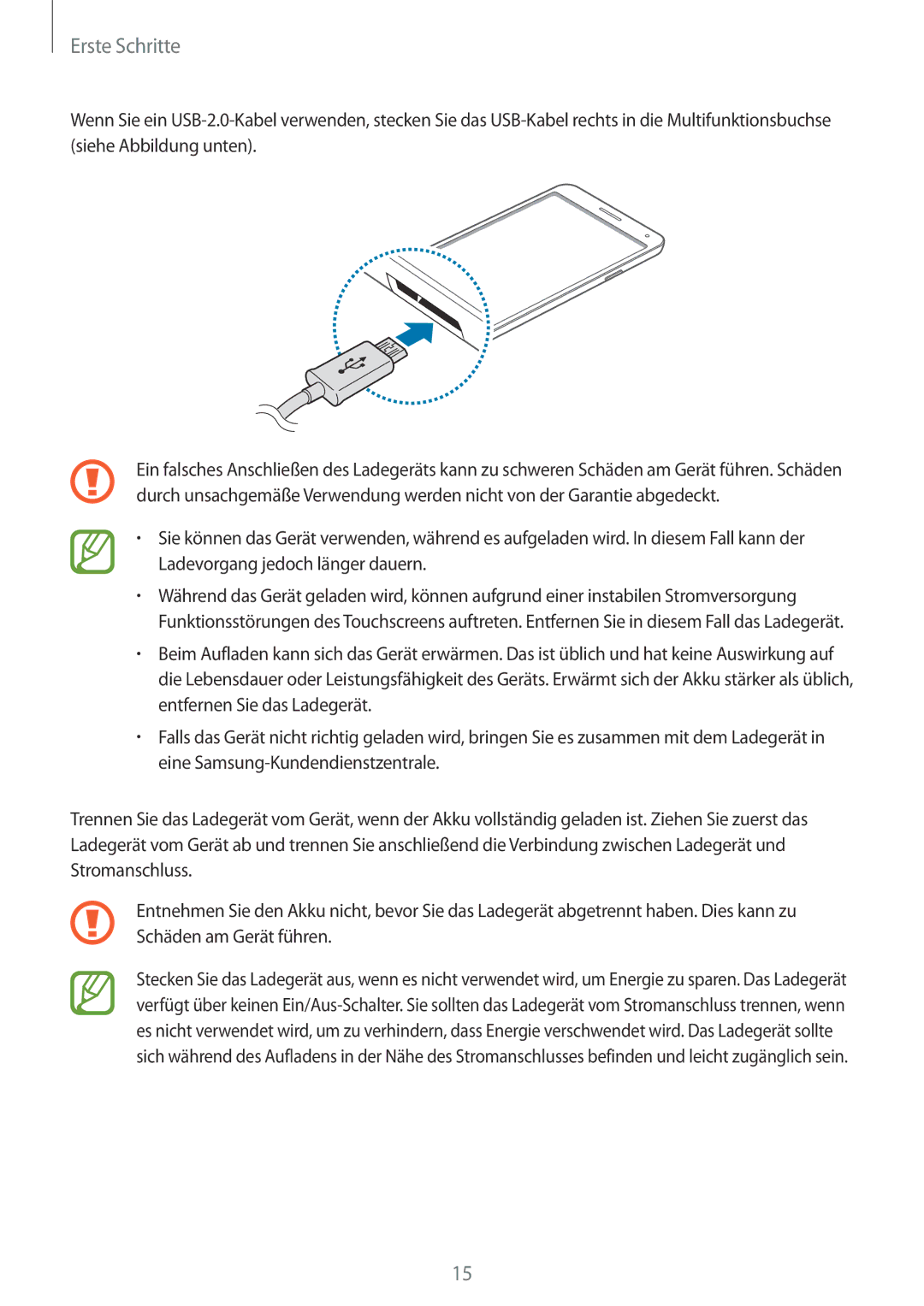 Samsung SM-N9005WDEDBT, SM-N9005ZKEXEO, SM-N9005ZWEVD2, SM-N9005ZWETMN, SM-N9005ZWETCL, SM-N9005ZWEITV manual Erste Schritte 