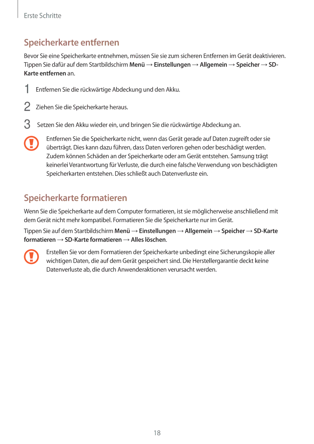 Samsung SM-N9005ZWEXEO, SM-N9005ZKEXEO, SM-N9005ZWEVD2, SM-N9005ZWETMN Speicherkarte entfernen, Speicherkarte formatieren 