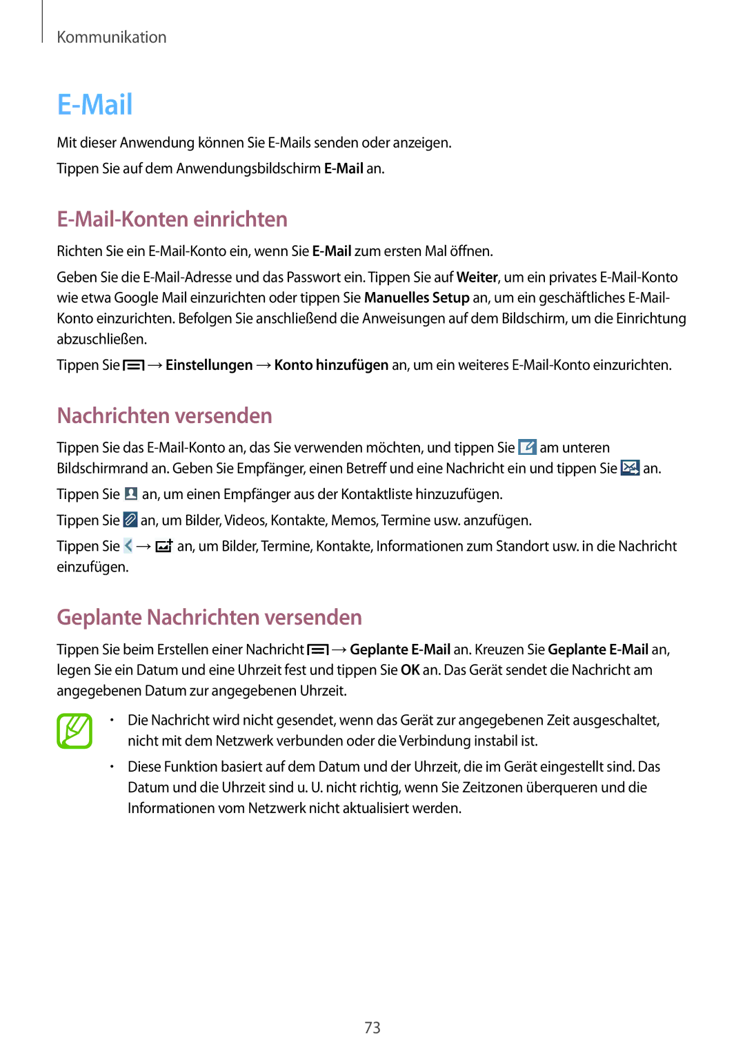 Samsung SM-N9005WDEDBT, SM-N9005ZKEXEO, SM-N9005ZWEVD2, SM-N9005ZWETMN, SM-N9005ZWETCL manual Mail-Konten einrichten 