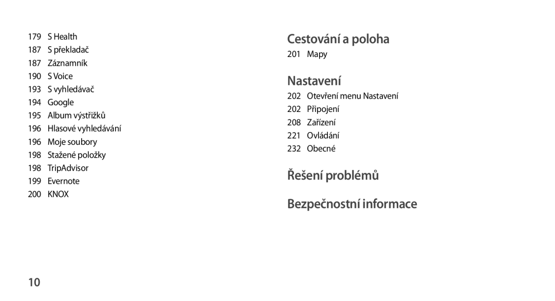 Samsung SM-N9005ZKEVVT, SM-N9005ZKEXEO, SM-N9005ZWEXEO, SM-N9005ZKEPRT, SM-N9005ZWEETL, SM-N9005ZWEATO manual Cestování a poloha 