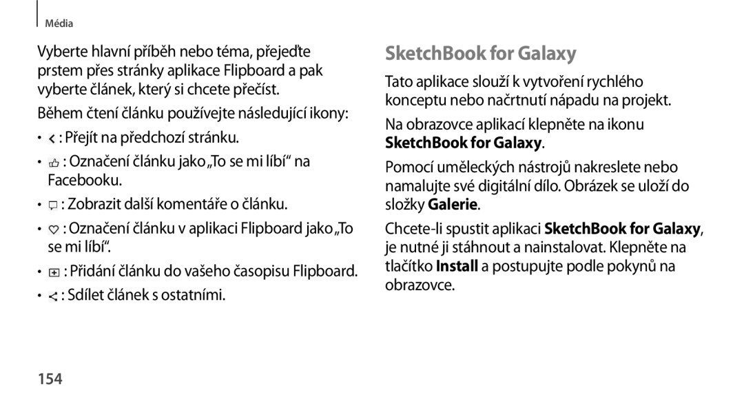 Samsung SM-N9005ZKEVVT, SM-N9005ZKEXEO, SM-N9005ZWEXEO SketchBook for Galaxy, Na obrazovce aplikací klepněte na ikonu, 154 