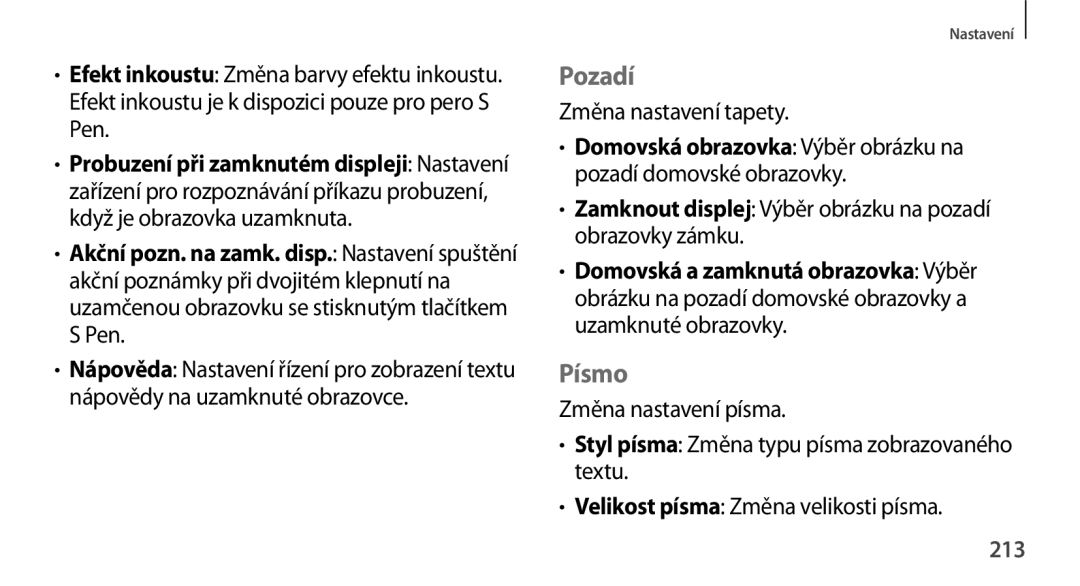 Samsung SM-N9005ZKEO2C Pozadí, Písmo, Změna nastavení tapety, Zamknout displej Výběr obrázku na pozadí obrazovky zámku 