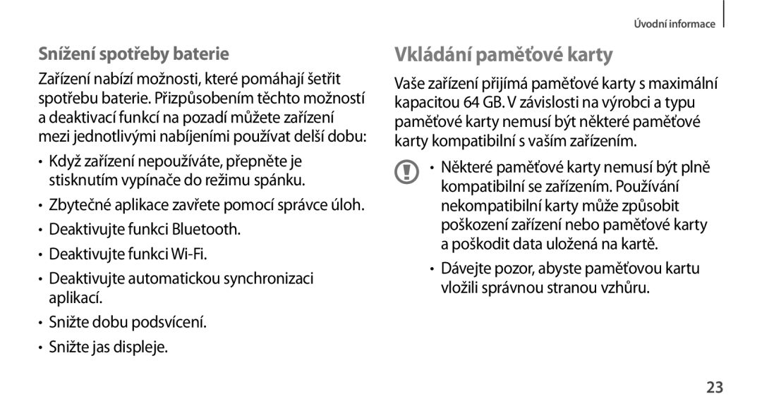 Samsung SM-N9005ZWEORX, SM-N9005ZKEXEO, SM-N9005ZWEXEO, SM-N9005ZKEPRT Vkládání paměťové karty, Snížení spotřeby baterie 