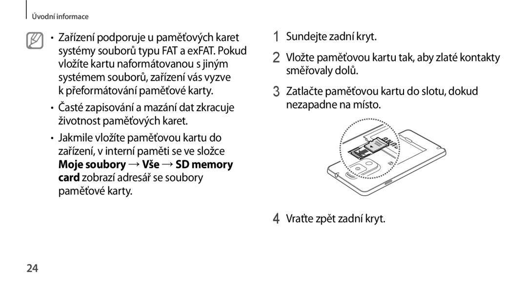 Samsung SM-N9005ZKETMS, SM-N9005ZKEXEO, SM-N9005ZWEXEO, SM-N9005ZKEPRT, SM-N9005ZWEETL manual Přeformátování paměťové karty 