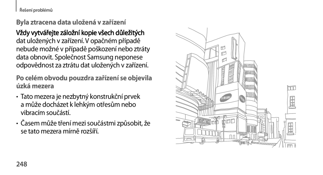 Samsung SM-N9005ZKEPLS, SM-N9005ZKEXEO, SM-N9005ZWEXEO, SM-N9005ZKEPRT manual Byla ztracena data uložená v zařízení, 248 