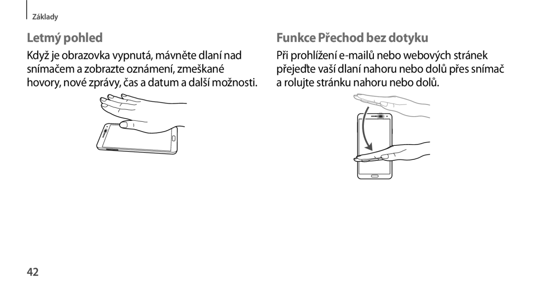 Samsung SM-N9005ZKEMOB, SM-N9005ZKEXEO, SM-N9005ZWEXEO, SM-N9005ZKEPRT manual Letmý pohled, Funkce Přechod bez dotyku 