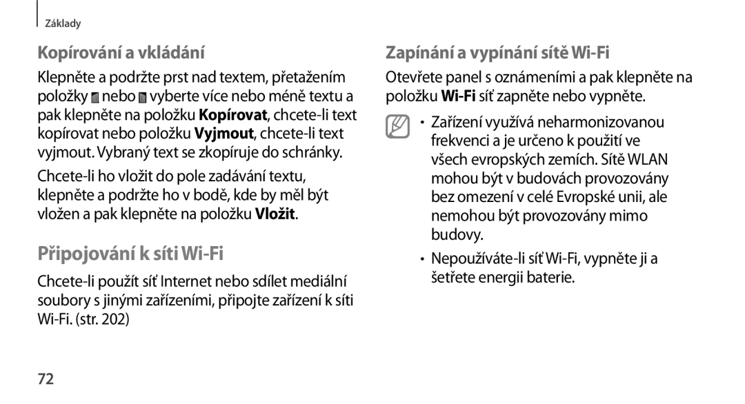 Samsung SM-N9005ZKEXEO, SM-N9005ZWEXEO Připojování k síti Wi-Fi, Kopírování a vkládání, Zapínání a vypínání sítě Wi-Fi 