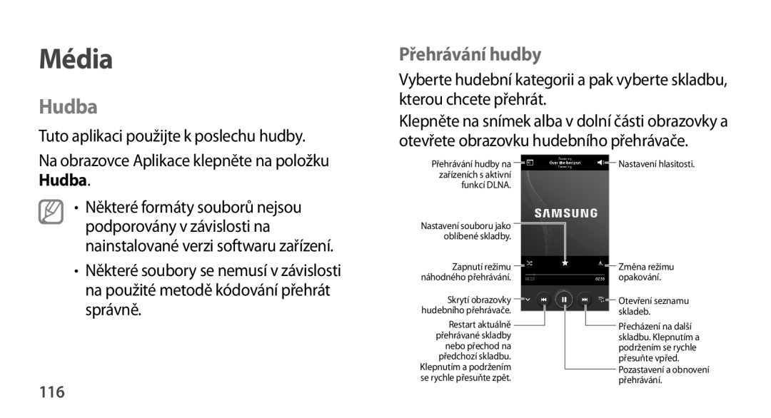 Samsung SM-N9005ZKEBGL, SM-N9005ZKEXEO, SM-N9005ZWEXEO, SM-N9005ZKEPRT, SM-N9005ZWEETL manual Hudba, Přehrávání hudby, 116 