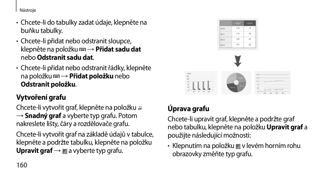 Samsung SM-N9005ZKEVDC, SM-N9005ZKEXEO, SM-N9005ZWEXEO, SM-N9005ZKEPRT Vytvoření grafu, Úprava grafu, Odstranit položku, 160 