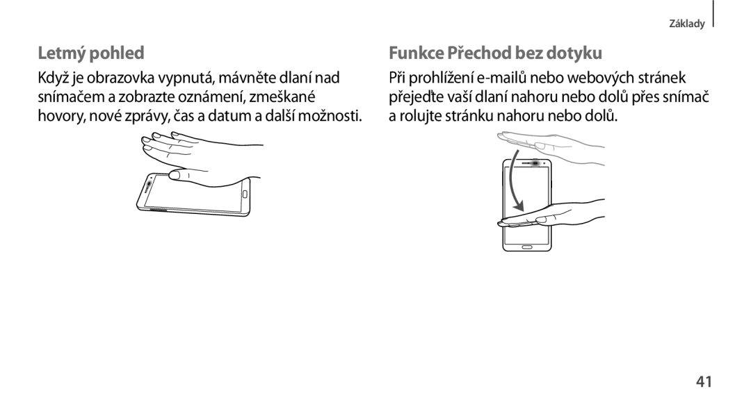 Samsung SM-N9005ZKEATO, SM-N9005ZKEXEO, SM-N9005ZWEXEO, SM-N9005ZKEPRT manual Letmý pohled, Funkce Přechod bez dotyku 