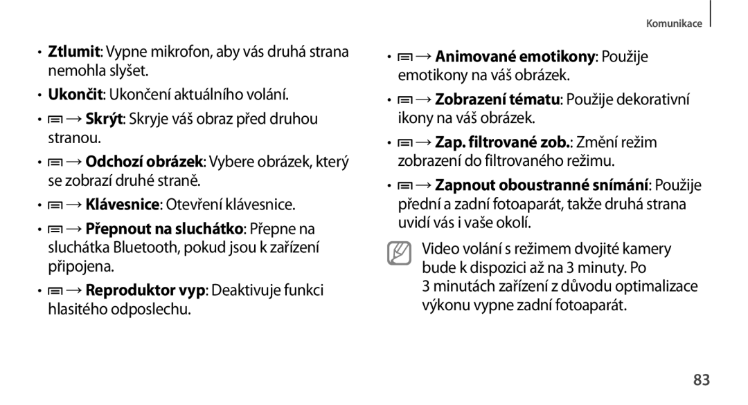 Samsung SM-N9005ZWEBGL manual → Klávesnice Otevření klávesnice, → Reproduktor vyp Deaktivuje funkci hlasitého odposlechu 