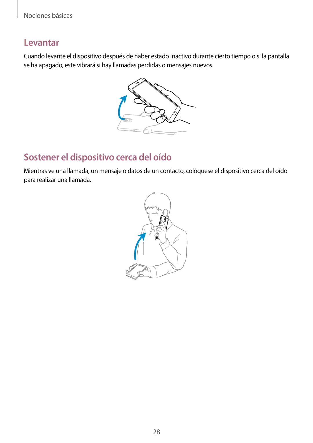 Samsung SM-N9005ZWEATO, SM-N9005ZWEITV, SM-N9005ZWEDBT, SM-N9005ZKEEUR manual Levantar, Sostener el dispositivo cerca del oído 