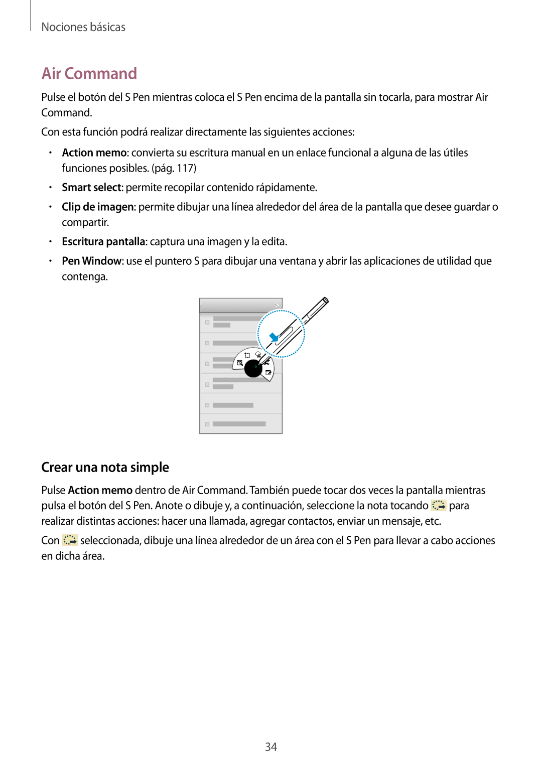 Samsung SM-N9005ZIEYOG, SM-N9005ZWEITV, SM-N9005ZWEDBT, SM-N9005ZKEEUR, SM-N9005ZKETPH Air Command, Crear una nota simple 