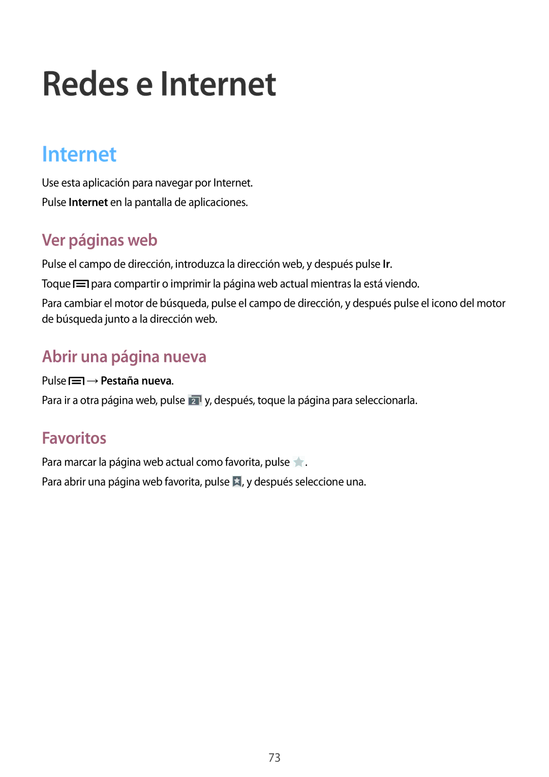 Samsung SM-N9005ZWEXEH, SM-N9005ZWEITV Internet, Ver páginas web, Abrir una página nueva, Favoritos, Pulse →Pestaña nueva 