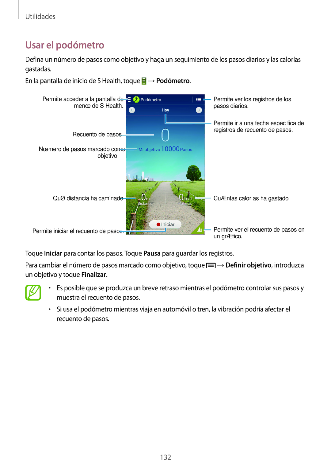 Samsung SM-N9005ZKEYOG, SM-N9005ZWEITV, SM-N9005ZWEDBT, SM-N9005ZKEEUR, SM-N9005ZKETPH, SM-N9005ZWESEB manual Usar el podómetro 