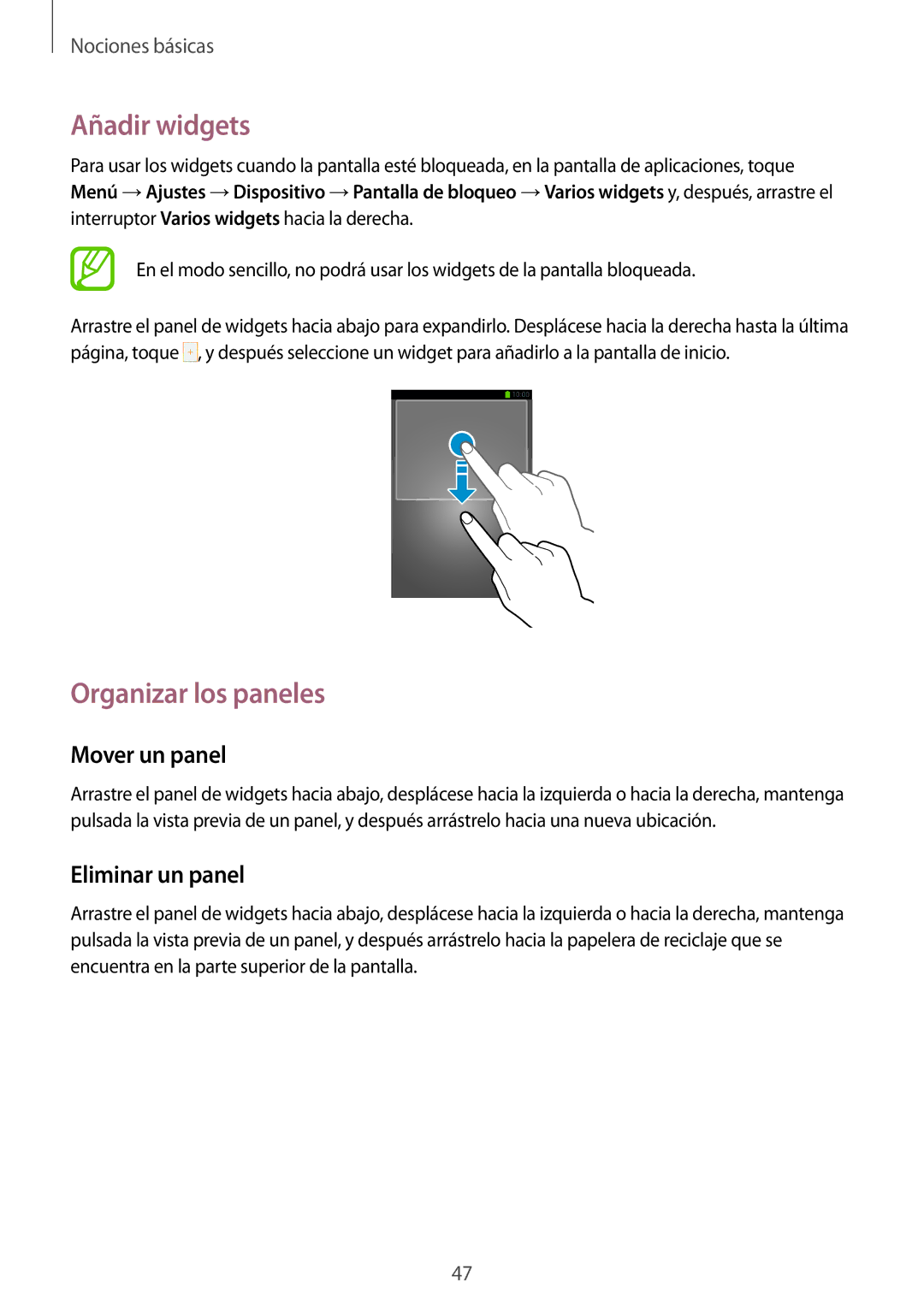 Samsung SM-N9005ZIEXEF, SM-N9005ZWEITV, SM-N9005ZWEDBT, SM-N9005ZKEEUR, SM-N9005ZKETPH, SM-N9005ZWESEB manual Añadir widgets 