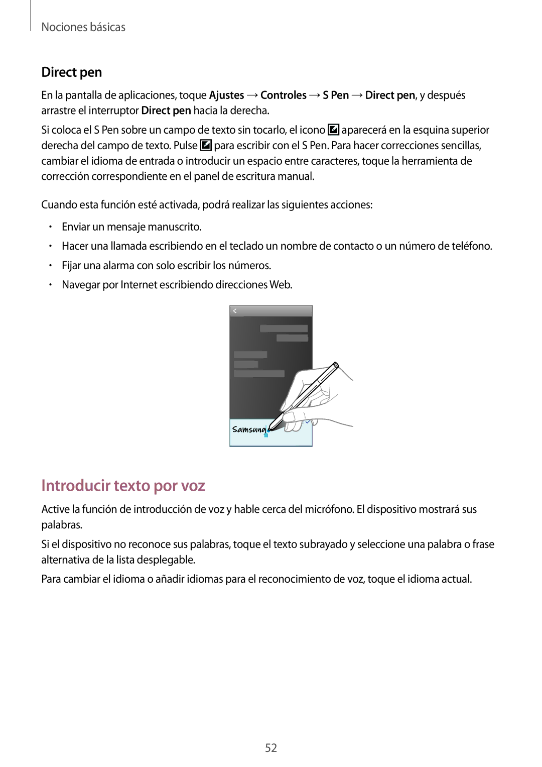 Samsung SM-N9005ZWEYOG, SM-N9005ZWEITV, SM-N9005ZWEDBT, SM-N9005ZKEEUR, SM-N9005ZKETPH Introducir texto por voz, Direct pen 