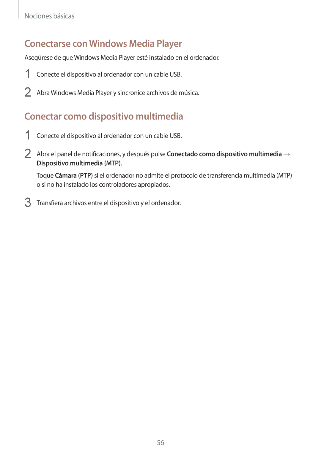 Samsung SM-N9005ZKEYOG, SM-N9005ZWEITV manual Conectarse con Windows Media Player, Conectar como dispositivo multimedia 