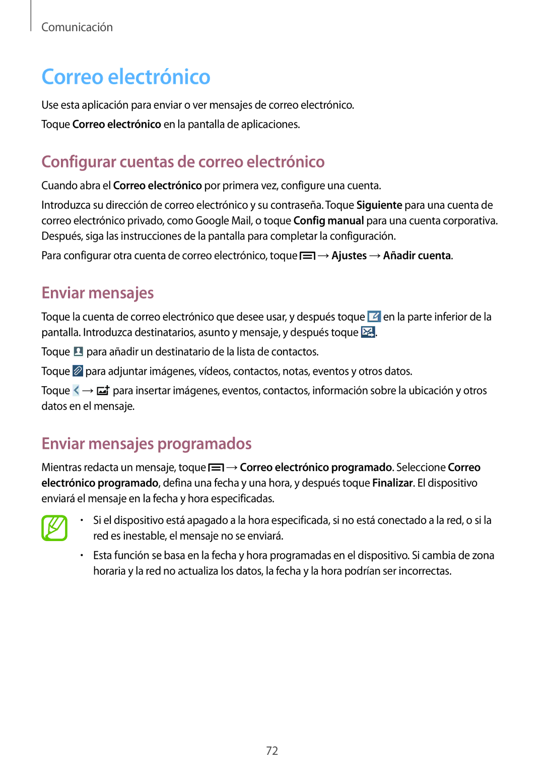 Samsung SM-N9005ZIEYOG, SM-N9005ZWEITV, SM-N9005ZWEDBT manual Correo electrónico, Configurar cuentas de correo electrónico 