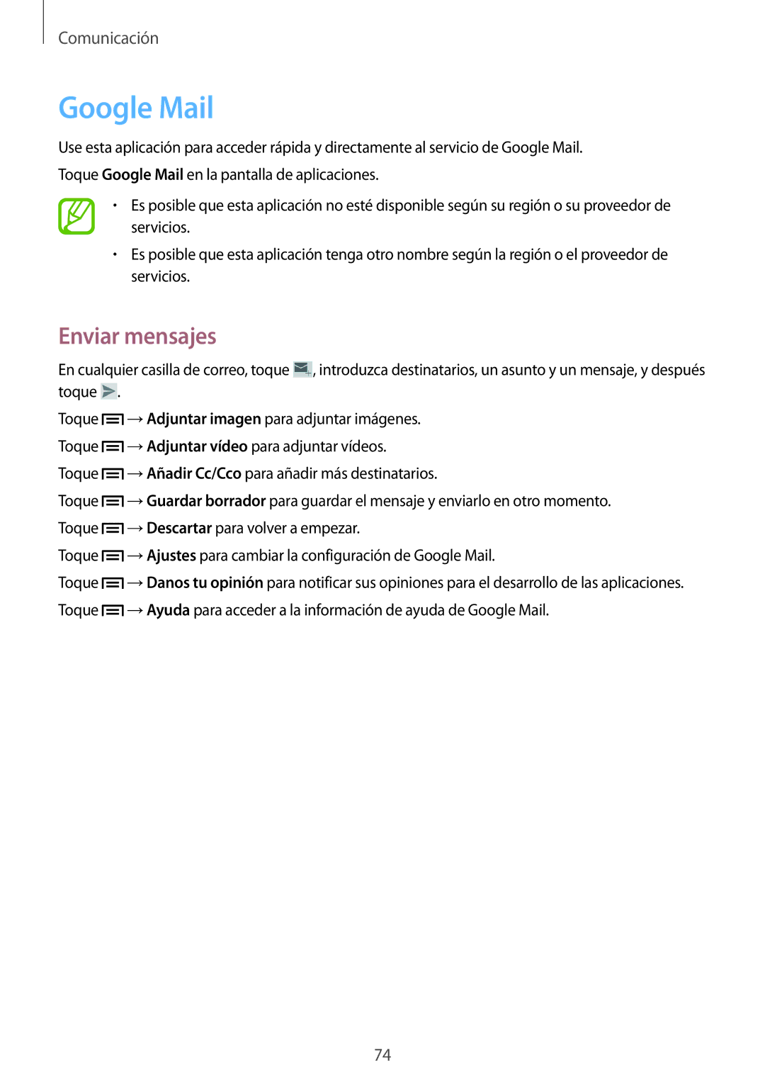 Samsung SM-N9005ZWEAUT, SM-N9005ZWEITV, SM-N9005ZWEDBT, SM-N9005ZKEEUR, SM-N9005ZKETPH, SM-N9005ZWESEB manual Google Mail 