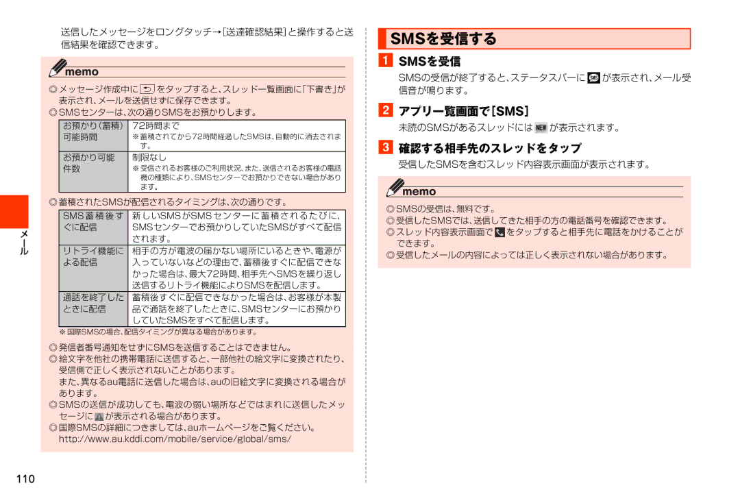 Samsung SM-N900JZWEKDI Smsを受信する, 確認する相手先のスレッドをタップ, Smsの受信が終了すると、ステータスバーに が表示され、メール受 信音が鳴ります。, 未読のsmsがあるスレッドには が表示されます。 