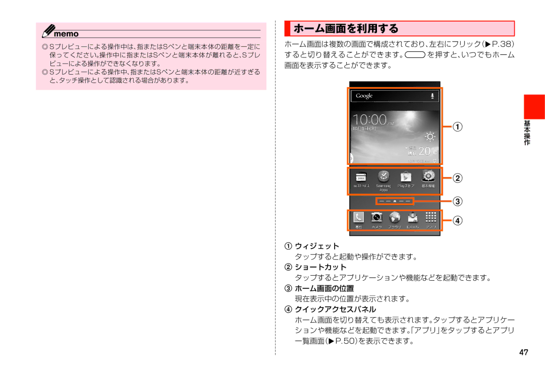 Samsung SM-N900JZKEKDI, SM-N900JZWEKDI manual ホーム画面を利用する 