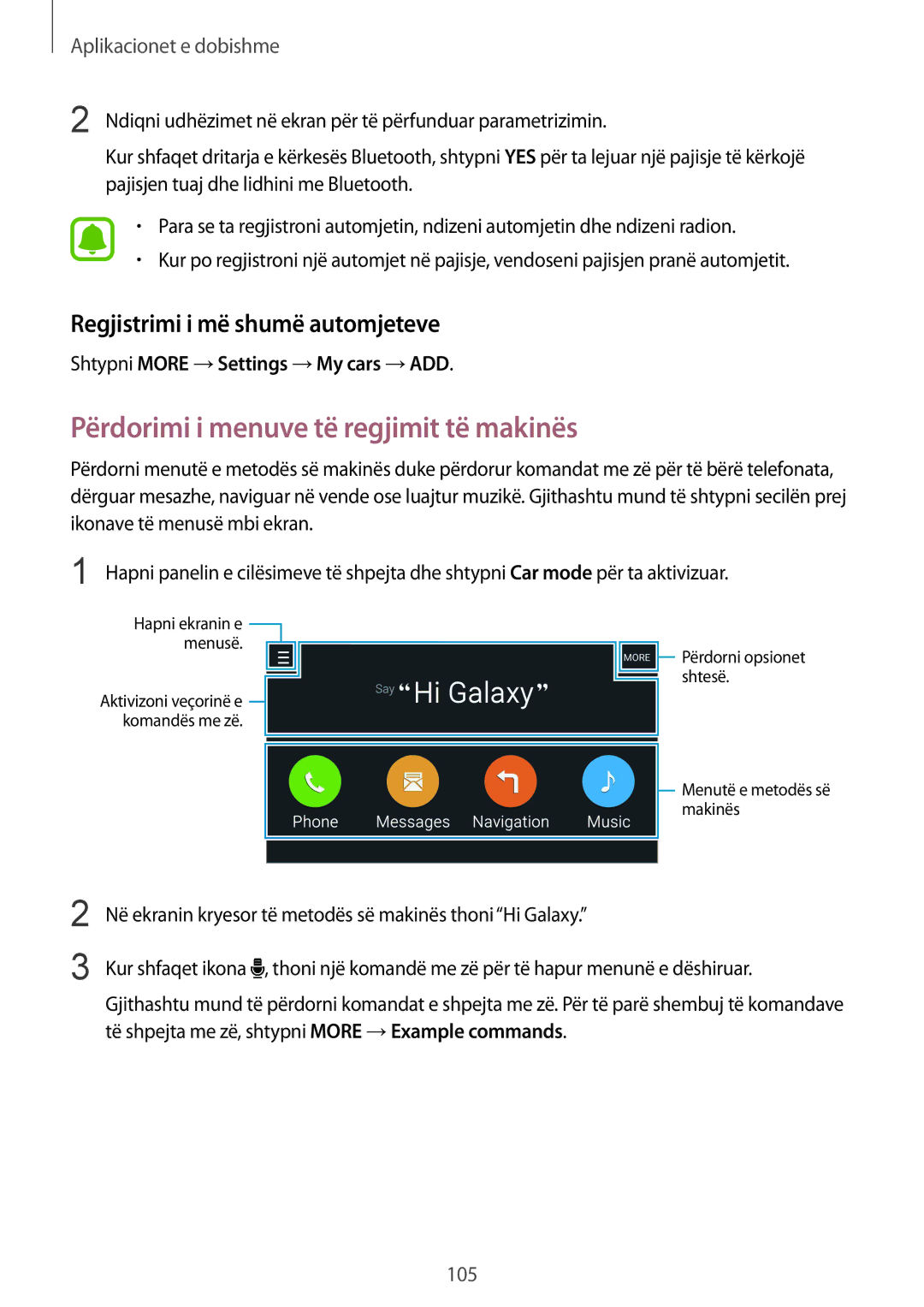 Samsung SM-N910CZWESEE, SM-N910CZDESEE manual Përdorimi i menuve të regjimit të makinës, Regjistrimi i më shumë automjeteve 