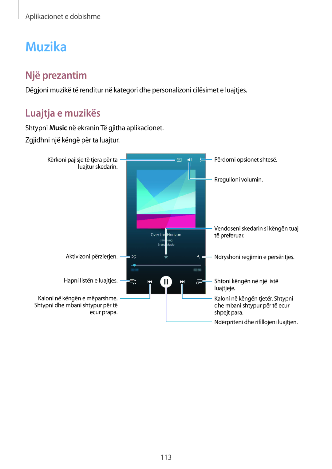 Samsung SM-N910CZKESEE, SM-N910CZDESEE, SM-N910CZKETEB, SM-N910CZWEMSR, SM-N910CZWESEE manual Muzika, Luajtja e muzikës 