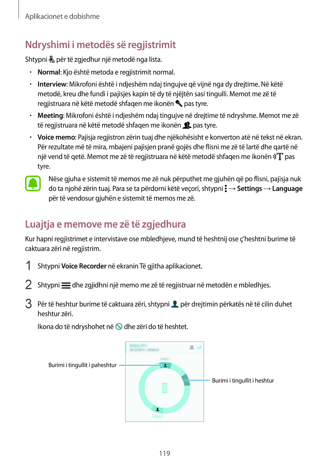 Samsung SM-N910CZKESEE, SM-N910CZDESEE manual Ndryshimi i metodës së regjistrimit, Luajtja e memove me zë të zgjedhura 