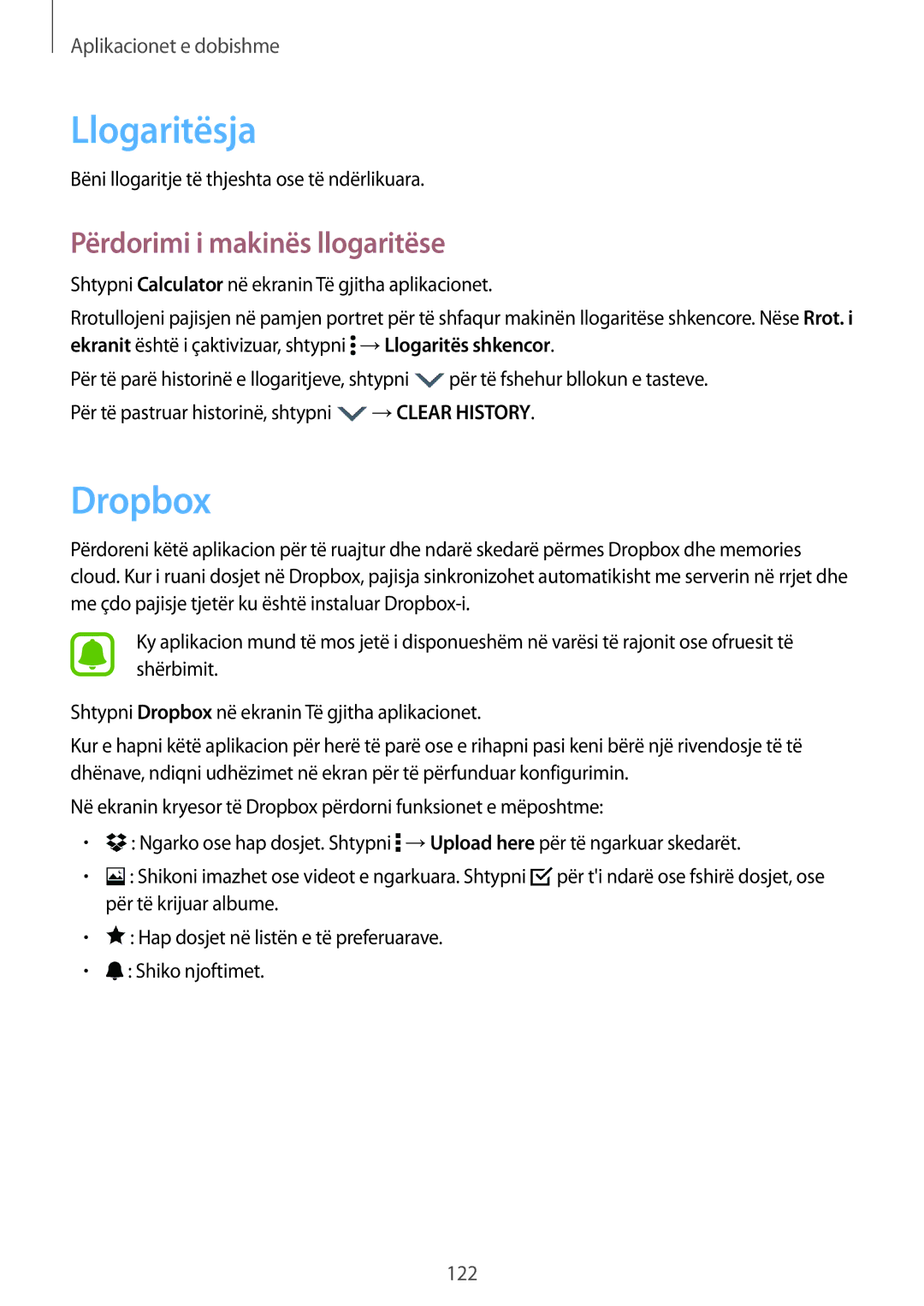 Samsung SM-N910CZWEMSR, SM-N910CZDESEE, SM-N910CZKETEB manual Llogaritësja, Dropbox, Përdorimi i makinës llogaritëse 