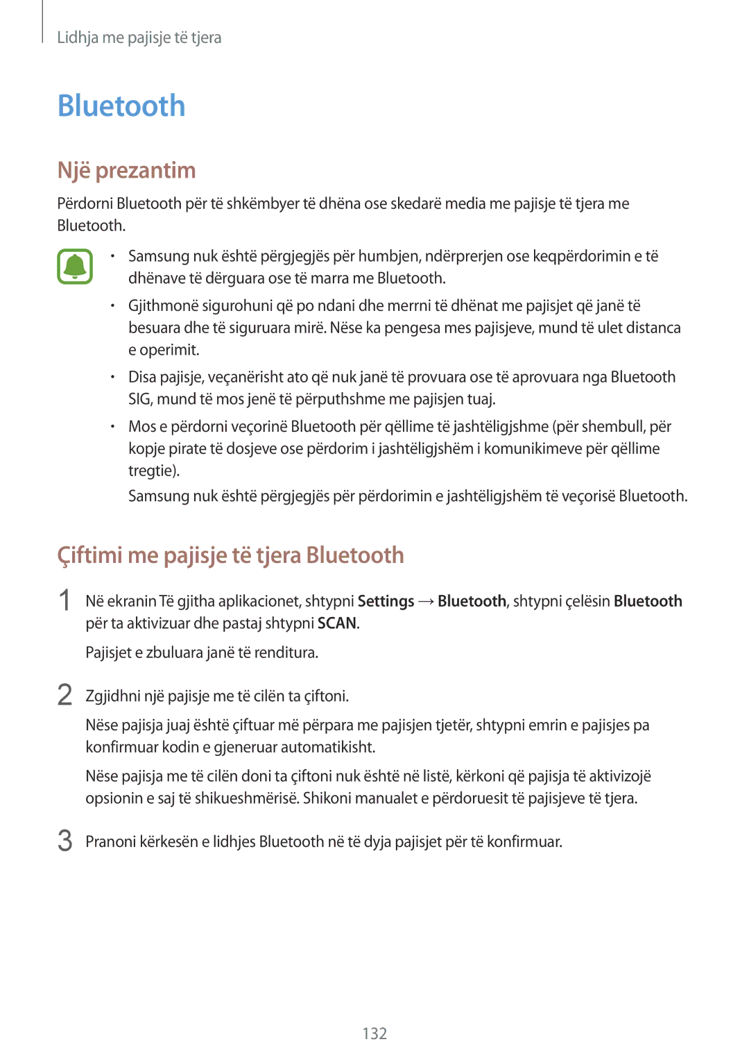 Samsung SM-N910CZDESEE, SM-N910CZKETEB, SM-N910CZWEMSR, SM-N910CZWESEE manual Çiftimi me pajisje të tjera Bluetooth 