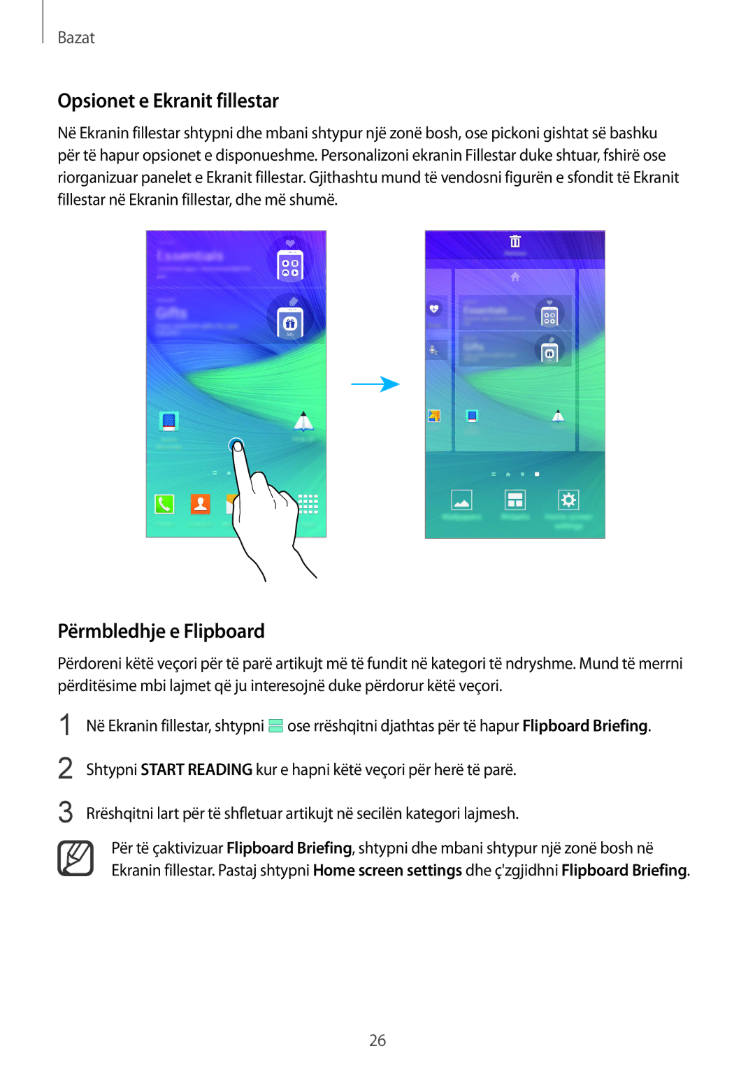 Samsung SM-N910CZWEMSR, SM-N910CZDESEE, SM-N910CZKETEB, SM-N910CZWESEE Opsionet e Ekranit fillestar, Përmbledhje e Flipboard 