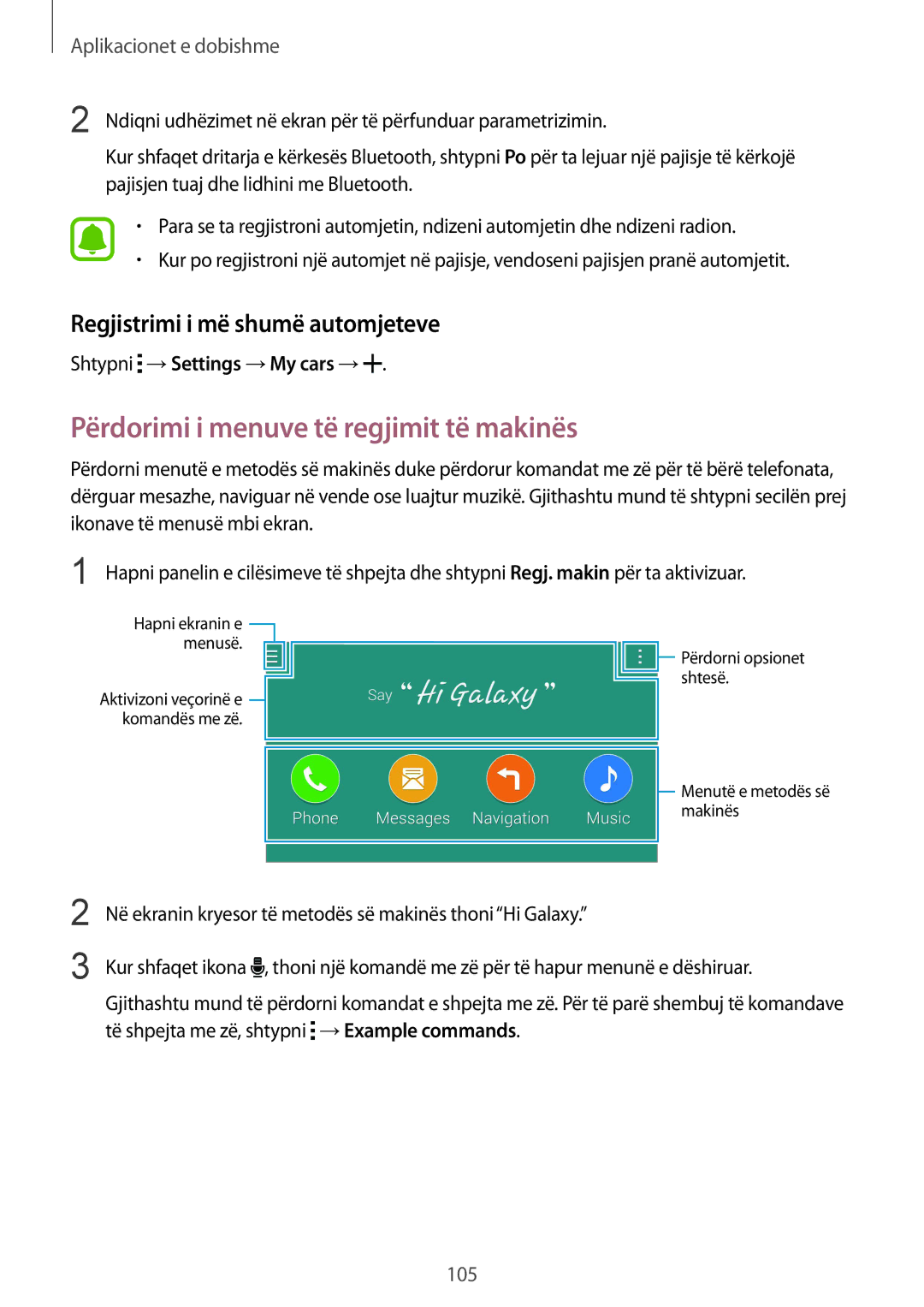 Samsung SM-N910CZWESEE, SM-N910CZDESEE manual Përdorimi i menuve të regjimit të makinës, Regjistrimi i më shumë automjeteve 