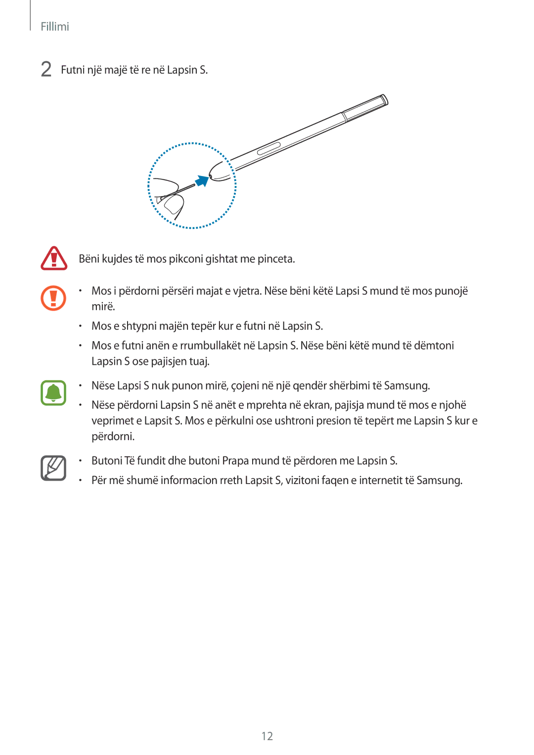 Samsung SM-N910CZDESEE, SM-N910CZKETEB, SM-N910CZWEMSR, SM-N910CZWESEE, SM-N910CZKEMSR, SM-N910CZKESEE manual Fillimi 